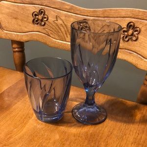 Collectible Light Blue Water Goblet and tumbler Set of (2)
